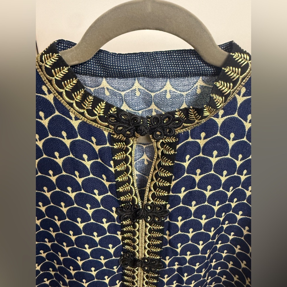Navy & Yellow Patterned Decorative Arabian dress Size M/L - Picture 4 of 6